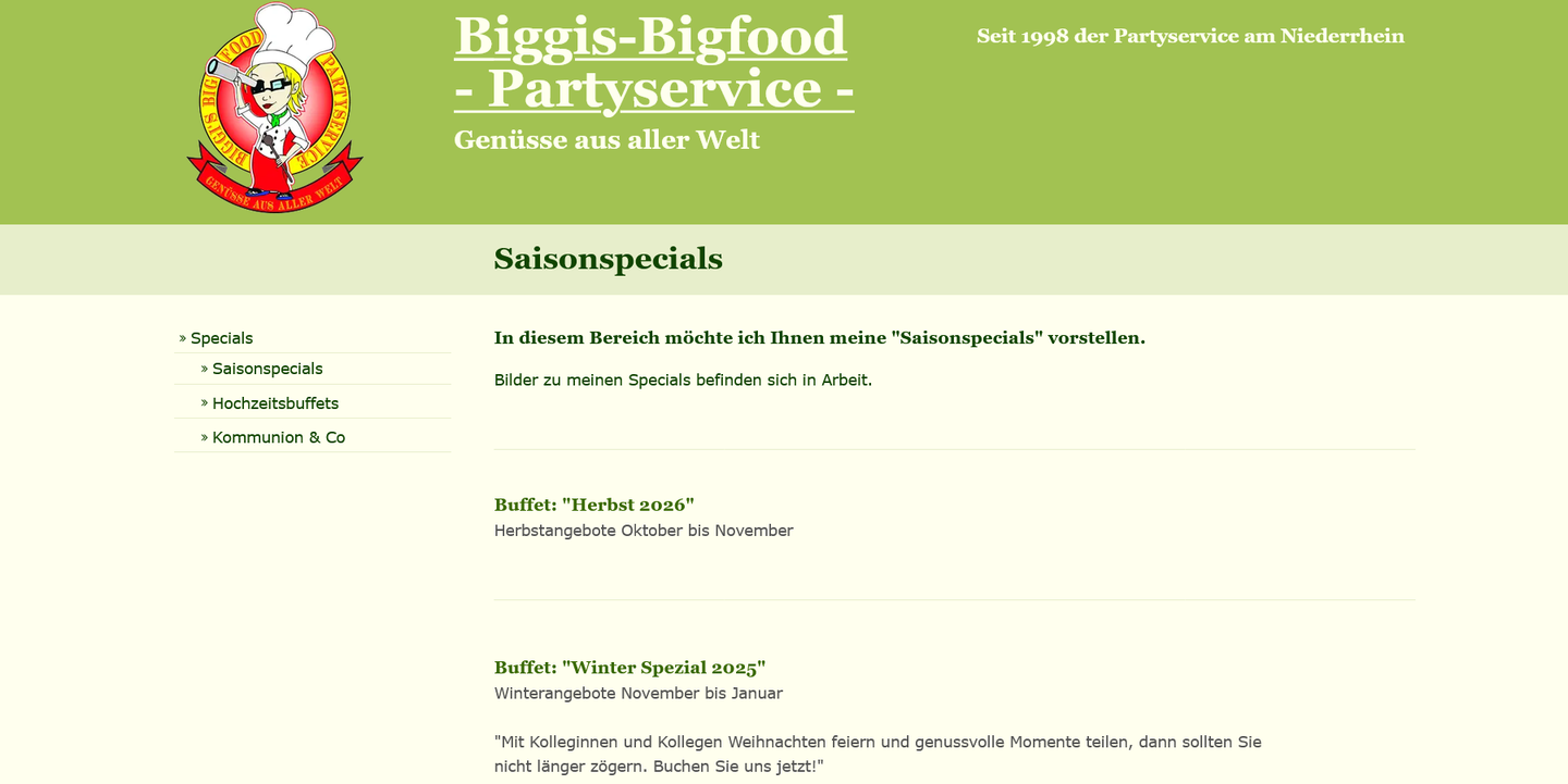 Screenshot der Seite Buffets -Saisonsspecial-