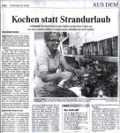 Zeitungsartikel "Kochen statt Strandurlaub"